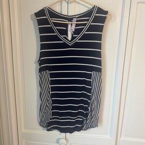 Alya Black and White Striped Tank Top